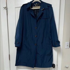 Burberry Blue Trench Coat with Lapel Collar Size 12